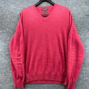 Fairway & Greene Signature Italian Merino Wool V Neck Sweater Men's Large Red